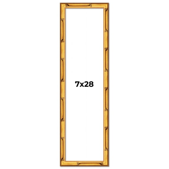 7x28 Frame Gold Bamboo Solid Wood Picture Frame | 1 Inch Moulding Width | Interior Frame Depth 0.75