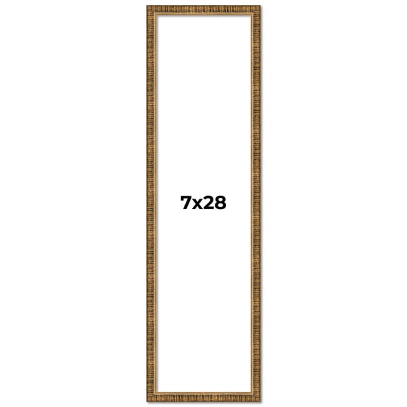 7x28 Frame Gold Solid Wood Picture Frame - Complete Modern Photo Frame Includes UV Acrylic