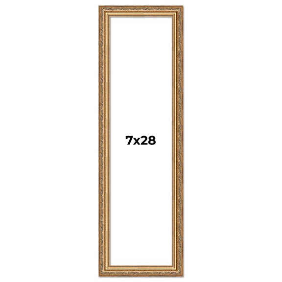 7x28 Frame Gold Solid Wood Picture Frame Width 1.25 Inches | Interior Frame Depth 0.375 Inches |