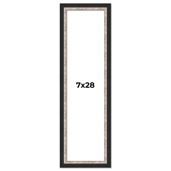 7x28 Frame Silver Real Wood Picture Frame Width 1.25 Inches | Interior Frame Depth 0.75 Inches |