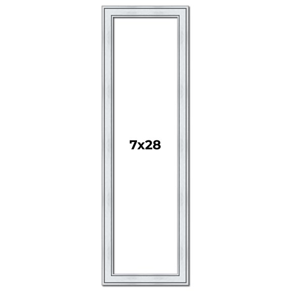 7x28 Frame Sterling Silver Solid Wood Picture Frame | 1.25 Inch Moulding Width | 0.75 Inch Interior