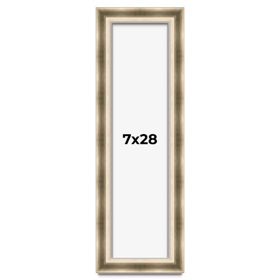 7x28 Shadow Box Frame Silver | 1.75 inches Deep Real Wood Traditional Shadowbox Display Frame | UV