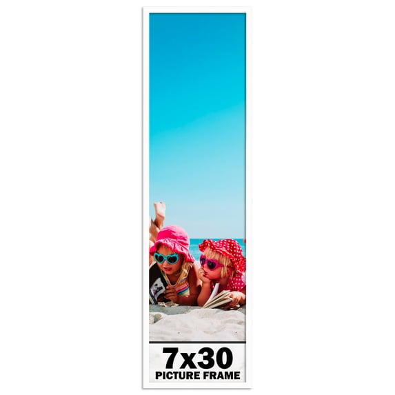 7x30 Frame White Solid Wood Picture Frame Includes UV Acrylic Shatter Guard Front, Acid Free Foam