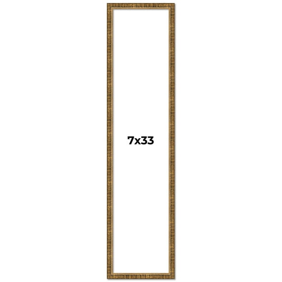 7x33 Frame Gold Solid Wood Picture Frame - Complete Modern Photo Frame Includes UV Acrylic