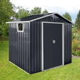 thumbnail image 1 of 7x4.3 FT Outdoor Storage Shed, Metal Garden Tool Shed with Vents, Window and Sliding Door, Waterproof Organization for Home/Backyard/Lawn Storage, Grey, 1 of 7