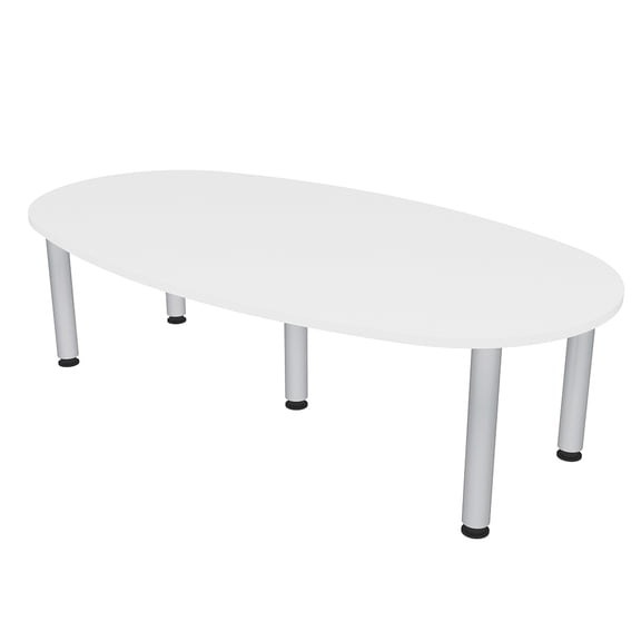 7x4 Boat-Oval Conference Room Table Power And Data Silver Post Legs