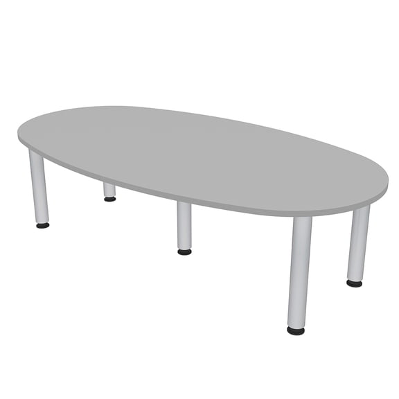 7x4 Boat-Oval Conference Room Table Power And Data Silver Post Legs