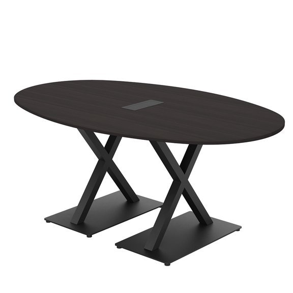 7x4 Boat-Oval Conference Room Table With X Bases Power And Data Module