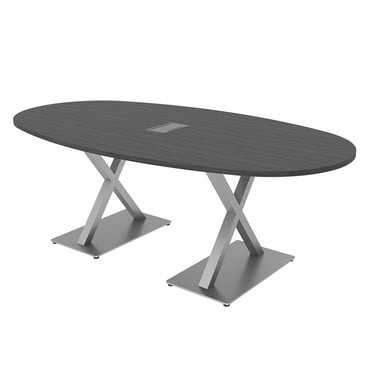 7x4 Boat-Oval Conference Room Table With X Bases Power And Data Module