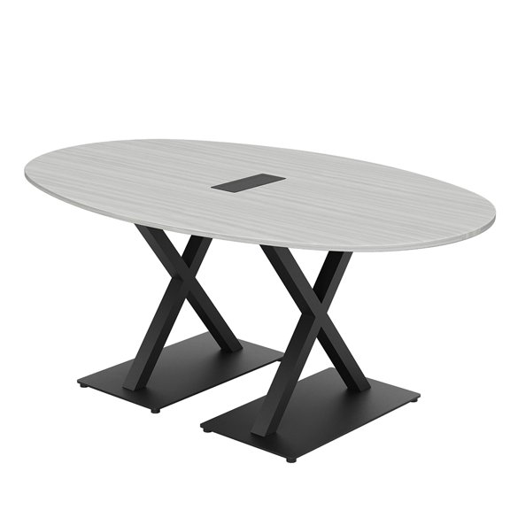 7x4 Boat-Oval Conference Room Table With X Bases Power And Data Module