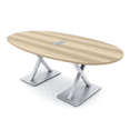 thumbnail image 1 of 7x4 Boat-Oval Conference Room Table With X Bases Power And Data Module, 1 of 7