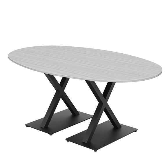 7x4 Boat-Oval Conference Room Table With X Bases Power And Data Module