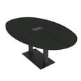 thumbnail image 1 of 7x4 Boat-Oval Conference Table With Square Metal Base Power And Data, 1 of 7