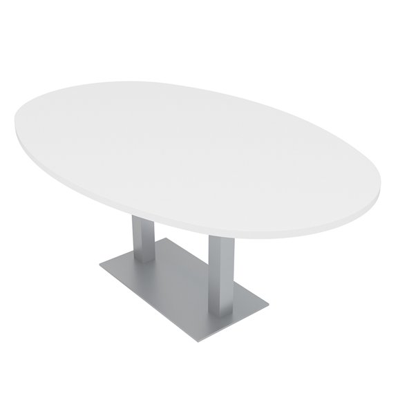 7x4 Boat-Oval Conference Table With Square Metal Base Power And Data