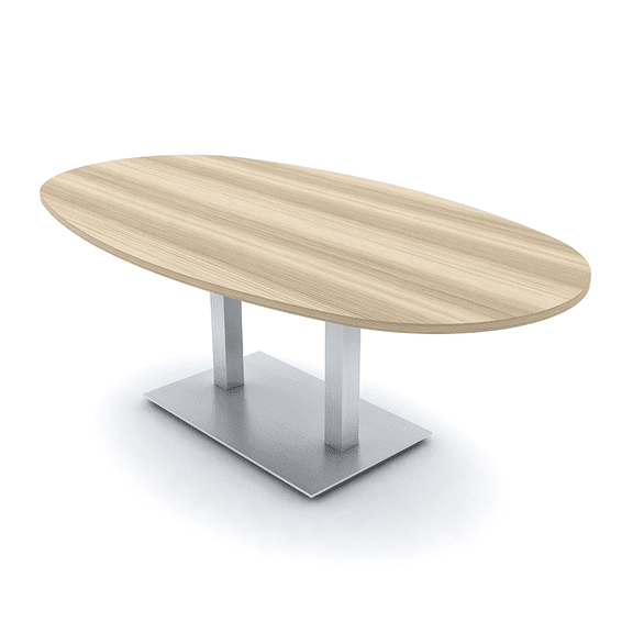 7x4 Boat-Oval Conference Table With Square Metal Base Power And Data