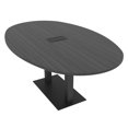 thumbnail image 1 of 7x4 Boat-Oval Conference Table With Square Metal Base Power And Data, 1 of 7