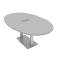 thumbnail image 1 of 7x4 Boat-Oval Conference Table With Square Metal Base Power And Data, 1 of 7