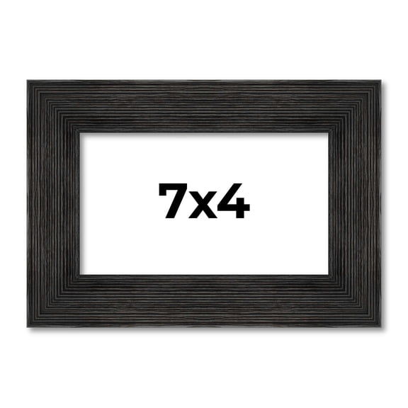 7x4 Distressed/Aged Black Complete Wood Picture Frame with UV Acrylic, Foam Board Backing, & Hardware