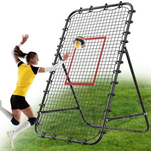 7x4 FT Volleyball Rebounder Net,Ultimate Training Equipment for Volleyball & Lacrosse,Enhanced Bouncing System for Volleying, Bumping, Spiking Drills(Black)