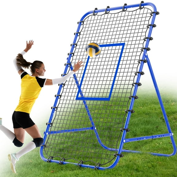 7x4 FT Volleyball Rebounder Net，Ultimate Training Equipment for Volleyball & Lacrosse，Enhanced Bouncing System for Volleying, Bumping, Spiking Drills