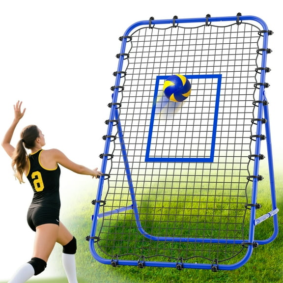 7x4 FT Volleyball Rebounder Net，Ultimate Training Equipment for Volleyball & Lacrosse，Enhanced Bouncing System for Volleying, Bumping, Spiking Drills