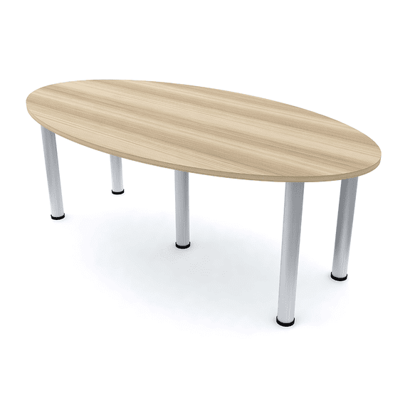 7x4 Oval Conference Room Table With Power And Data Silver Post Legs