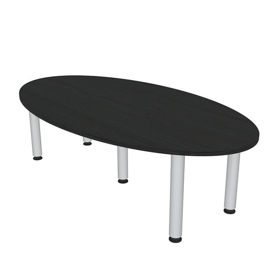 7x4 Oval Conference Room Table With Power And Data Silver Post Legs