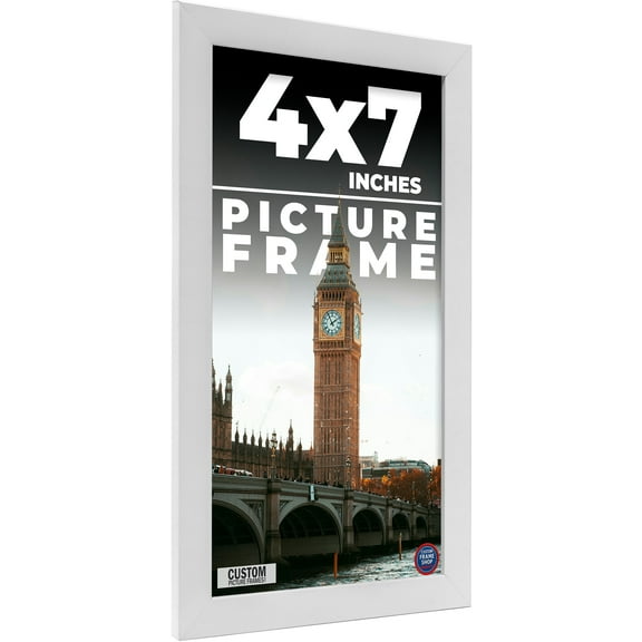 7x4 White Wood Picture Frame - UV Acrylic, Foam Board Backing, Hanging Hardware
