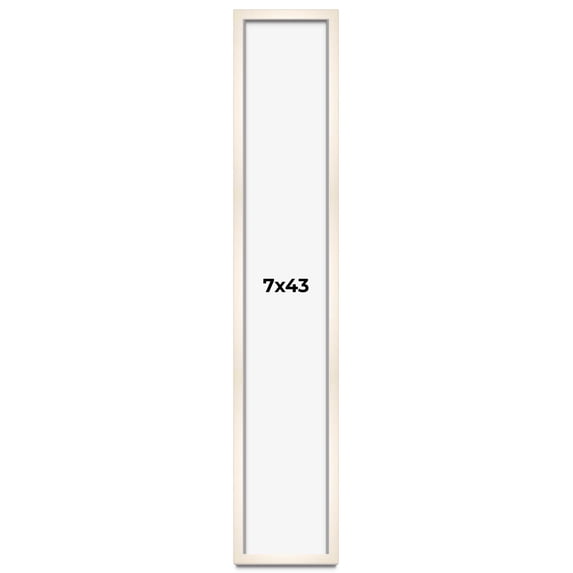7x43 Frame White Wash Solid Wood Picture Frame | 0.75 Inch Moulding Width | Includes UV Acrylic