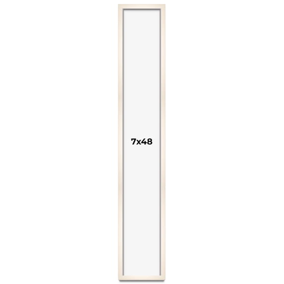 7x48 Frame White Wash Solid Wood Picture Frame | 0.75 Inch Moulding Width | Includes UV Acrylic