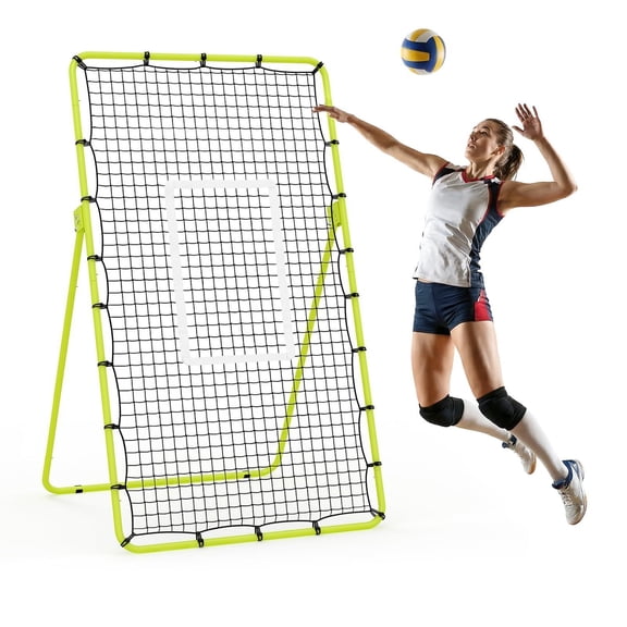 7x4ft Adjustable Double-sided Sports Rebounder Net, Green