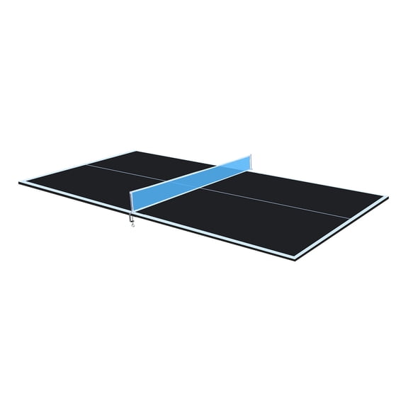 7x4ft Foldable Table Tennis Conversion Top for Indoor Games, Portable Ping Pong Table Top with Net, Black MDF
