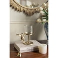 thumbnail image 1 of 7x4x7.5" Gold Rabbit Pillar Candle Holder Clear Glass Hurricane Shade Decorative Holder (Aluminium & Glass), 1 of 9