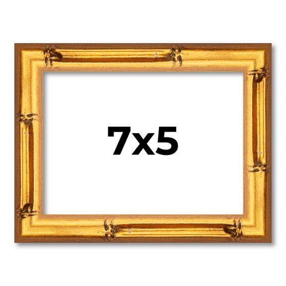 7x5 Frame Gold Bamboo Picture Frame - Complete Modern Photo Frame Includes UV Acrylic Shatter Guard