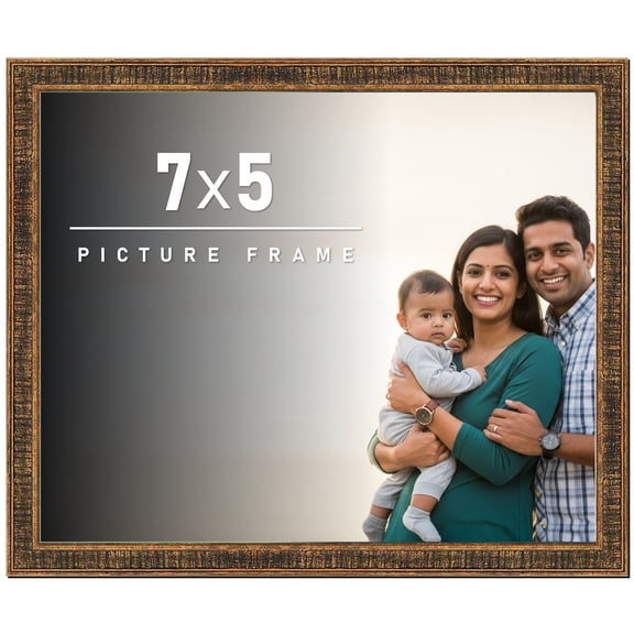 7x5 Frame Gold Picture Frame - Complete Modern Photo Frame Includes UV Acrylic Shatter Guard Front,