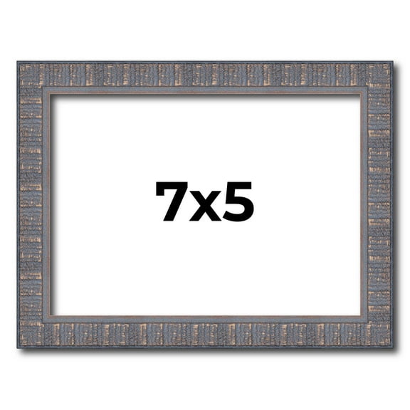 7x5 Frame Slate Blue Distressed Rustic Solid Wood Picture Frame | 0.75 Inch Moulding Width |