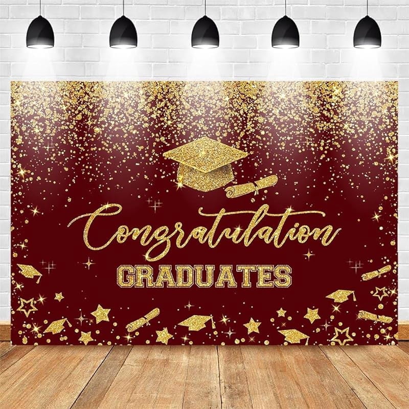 7x5 Graduation Backdrop Black Gold Glitter Class of 2024 Backdrop ...