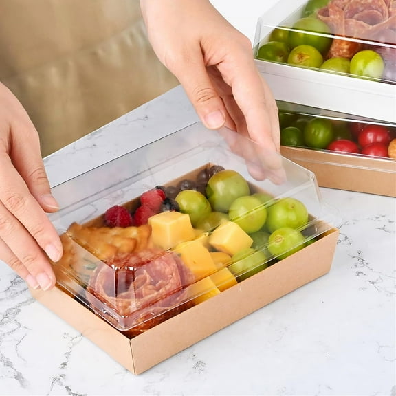 7x5 Inch Charcuterie Boxes with  Lids, 50 Pack Paper Bakery Boxes with Window, Disposable Take Out Food Containers for Sandwiches, Strawberries, Cookies, Cupcakes (Brown) dog toys