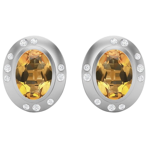 7x5 MM Oval Shape Bezel Set Citrine 925 Sterling Silver Dainty Valentines Day Gifts Women Stud Earring