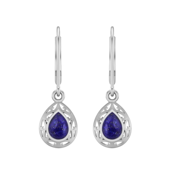 7x5 MM Pear Lapis 925 Sterling Silver Filigree Dangle Valentines Day Gifts Women Earrings