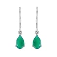 thumbnail image 1 of 7x5 MM Pear Shape Green Onyx 925 Sterling Silver Teardrop Women Dangle Earrings, 1 of 4