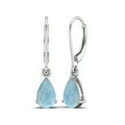 MOONEYE 7x5 MM Pear Shape Larimar 925 Sterling Silver Teardrop Women Dangle Earrings