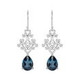 thumbnail image 1 of 7x5 MM Pear Shape London Blue Topaz 925 Sterling Silver Filigree Dangle Drop Mother's Day Gift Women Earring, 1 of 4