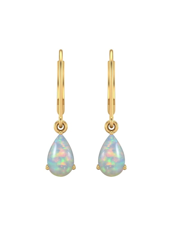 7x5 MM Pear Shape Opal 925 Sterling Silver Gold Vermeil Teardrop Women Dangle Earrings