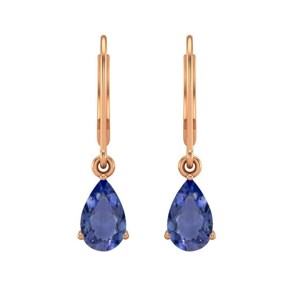 7x5 MM Pear Shape Tanzanite 925 Sterling Silver Rose Vermeil Teardrop Women Dangle Earrings