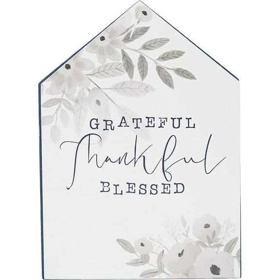7x5 Wooden Painted House Sign Grateful Thankful Blessed