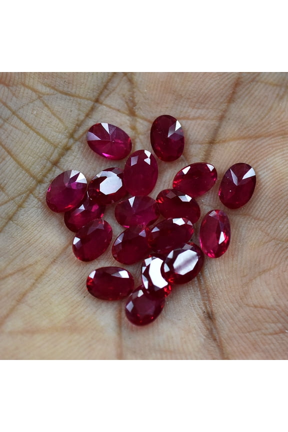 7x5 mm 10.70 Ct Lot Burmese Certified Natural Red Ruby Oval Cut Ring Size Gems