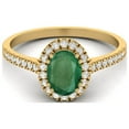 thumbnail image 1 of Mooneye 7x5 mm Oval Emerald Halo 925 Sterling Silver Gold Vermeil Engagement Women Ring, 1 of 3