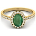 thumbnail image 1 of 7x5 mm Oval Emerald Halo 925 Sterling Silver Gold Vermeil Engagement Anniversary Women Valentines Day Gifts Ring, 1 of 3