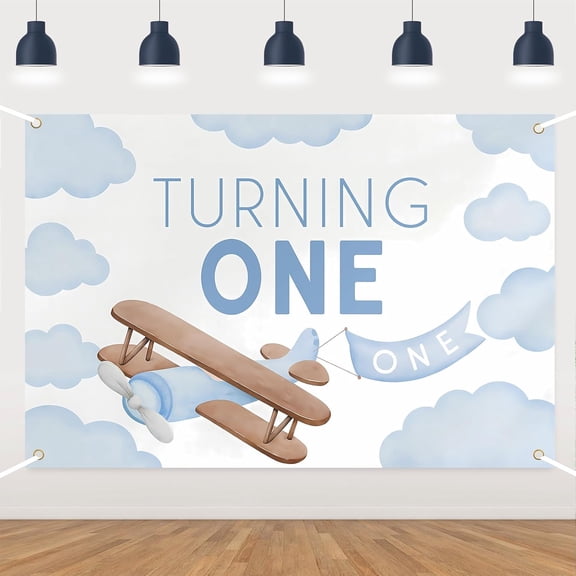 7x5FT Airplane First Birthday Backdrop Airplane First Birthday Turning One Background Airplane How Time Flies 1st Bday Party Decorations Banner Supplies Photo Props